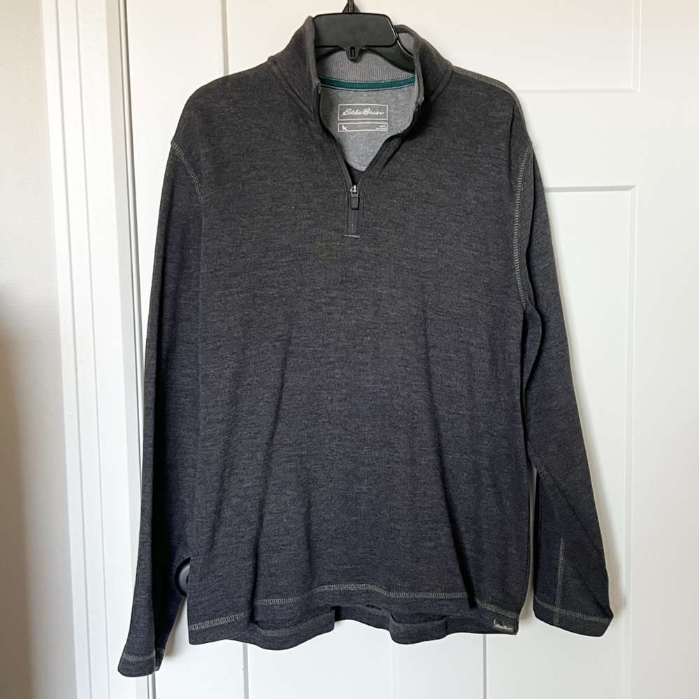 Eddie Bauer Charcoal Quarter Zip Pullover Sweater